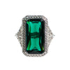 Art Deco Style Emerald Crystal Statement Ring by Vintage Meet Modern  - Vintage Meet Modern Vintage Jewelry - Chicago, Illinois - #oldhollywoodglamour #vintagemeetmodern #designervintage #jewelrybox #antiquejewelry #vintagejewelry