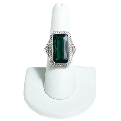 Art Deco Style Emerald Crystal Statement Ring by Vintage Meet Modern  - Vintage Meet Modern Vintage Jewelry - Chicago, Illinois - #oldhollywoodglamour #vintagemeetmodern #designervintage #jewelrybox #antiquejewelry #vintagejewelry