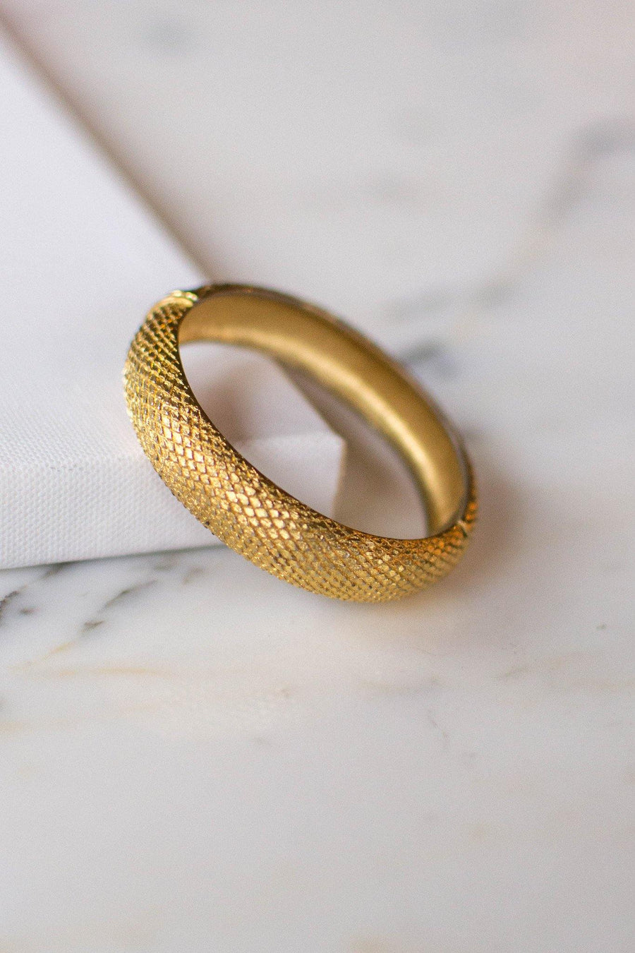 Gold Monet Scale Bangle Bracelet by Monet - Vintage Meet Modern Vintage Jewelry - Chicago, Illinois - #oldhollywoodglamour #vintagemeetmodern #designervintage #jewelrybox #antiquejewelry #vintagejewelry