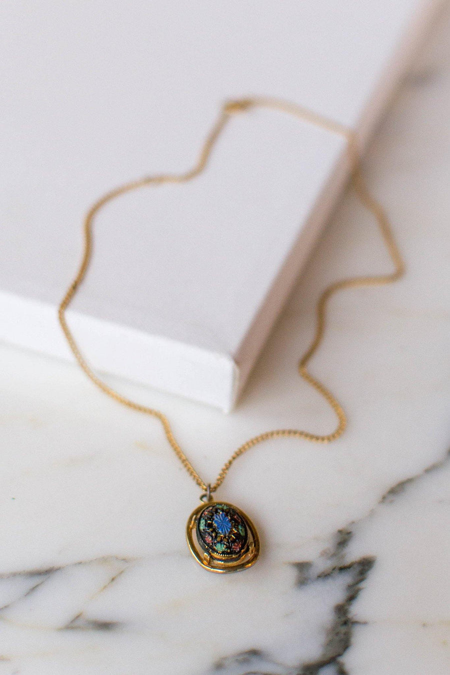 Sarah Coventry Mosaic Pendant Necklace by Sarah Coventry - Vintage Meet Modern Vintage Jewelry - Chicago, Illinois - #oldhollywoodglamour #vintagemeetmodern #designervintage #jewelrybox #antiquejewelry #vintagejewelry