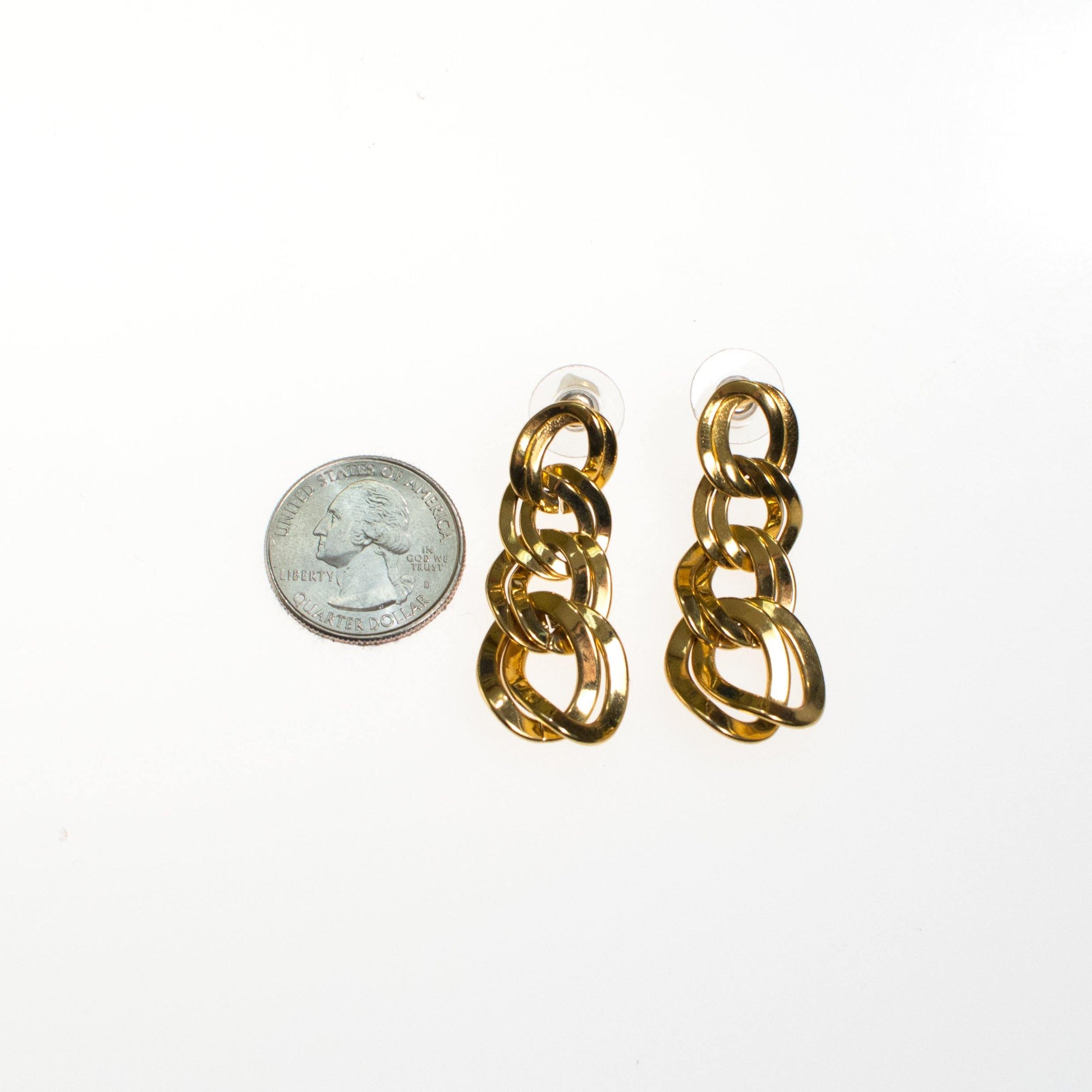 Vintage Monet Gold Chain Drop Earrings by Monet - Vintage Meet Modern Vintage Jewelry - Chicago, Illinois - #oldhollywoodglamour #vintagemeetmodern #designervintage #jewelrybox #antiquejewelry #vintagejewelry