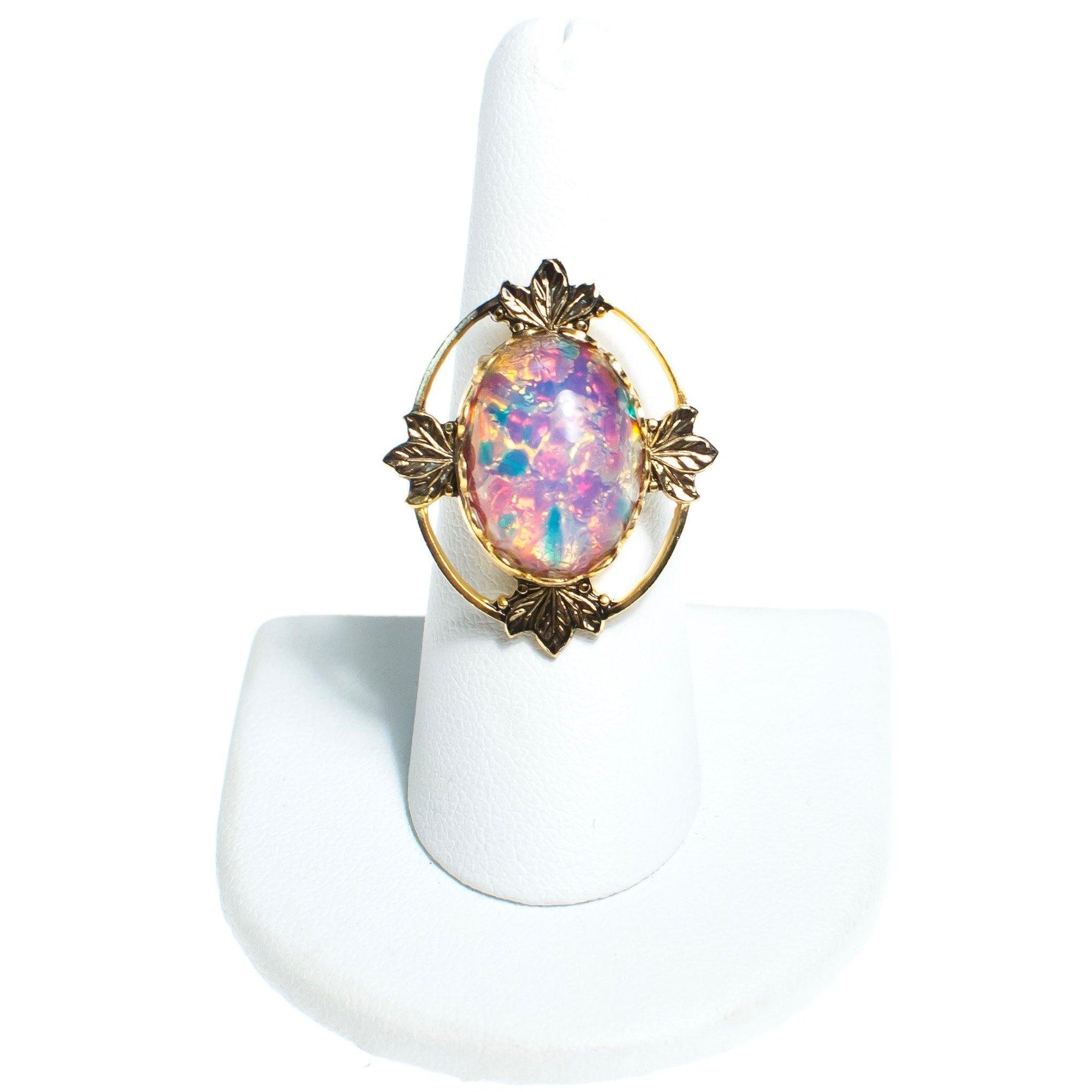 Vintage Czech Opaline Statement Ring by Vintage Meet Modern - Vintage Meet Modern Vintage Jewelry - Chicago, Illinois - #oldhollywoodglamour #vintagemeetmodern #designervintage #jewelrybox #antiquejewelry #vintagejewelry