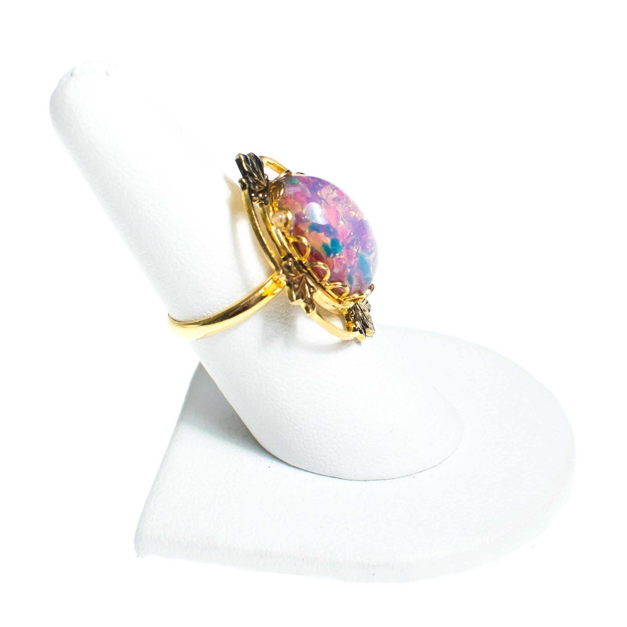 Vintage Czech Opaline Statement Ring by Vintage Meet Modern - Vintage Meet Modern Vintage Jewelry - Chicago, Illinois - #oldhollywoodglamour #vintagemeetmodern #designervintage #jewelrybox #antiquejewelry #vintagejewelry