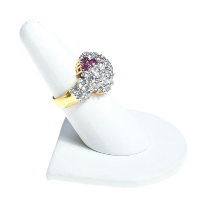 Vintage Ruby and CZ Dome Ring 18kt Gold Over Sterling Silver by Sterling Silver - Vintage Meet Modern Vintage Jewelry - Chicago, Illinois - #oldhollywoodglamour #vintagemeetmodern #designervintage #jewelrybox #antiquejewelry #vintagejewelry