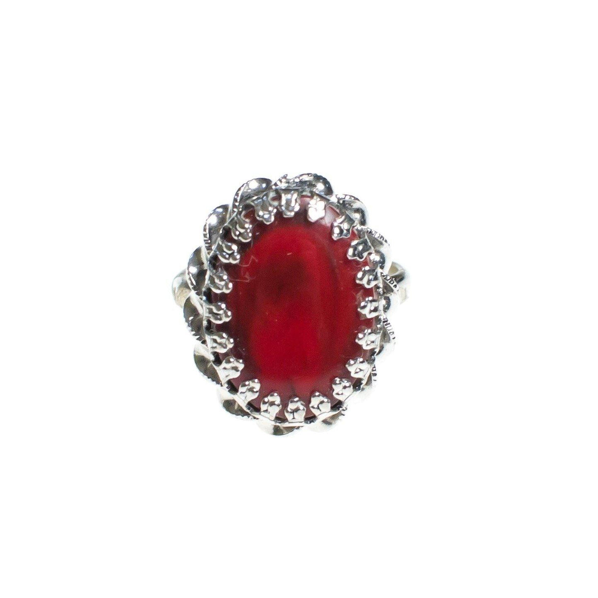 Vintage ART Mode Faux Red Coral Adjustable Ring