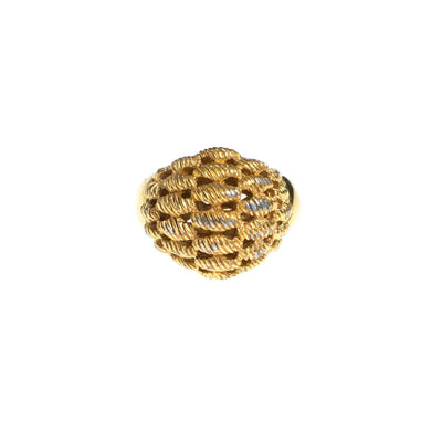 Vintage Gold Basket Weave Statement Ring by Monet by Monet - Vintage Meet Modern Vintage Jewelry - Chicago, Illinois - #oldhollywoodglamour #vintagemeetmodern #designervintage #jewelrybox #antiquejewelry #vintagejewelry