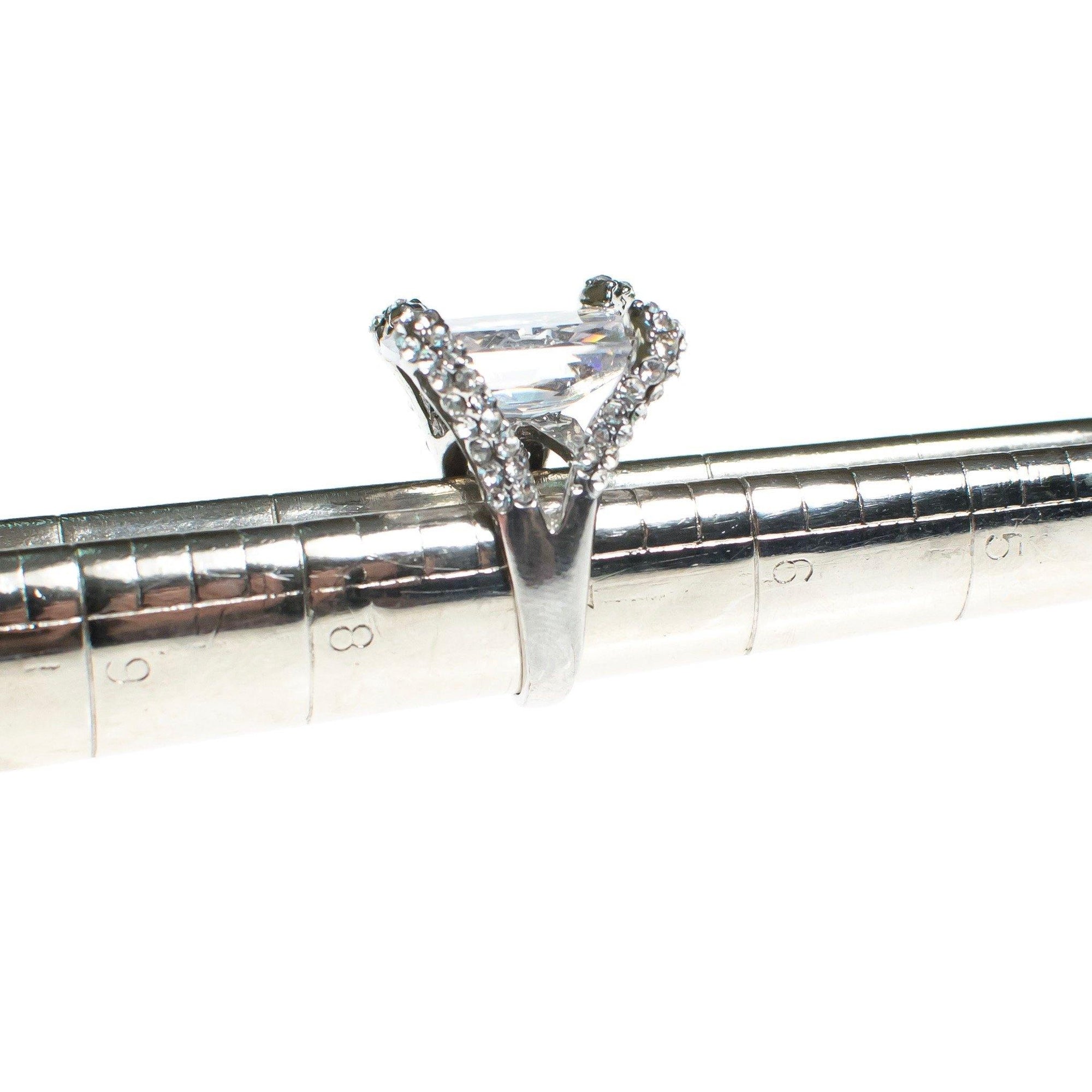 Vintage Huge CZ Cocktail Ring with Pave Prong Setting by 1980s - Vintage Meet Modern Vintage Jewelry - Chicago, Illinois - #oldhollywoodglamour #vintagemeetmodern #designervintage #jewelrybox #antiquejewelry #vintagejewelry