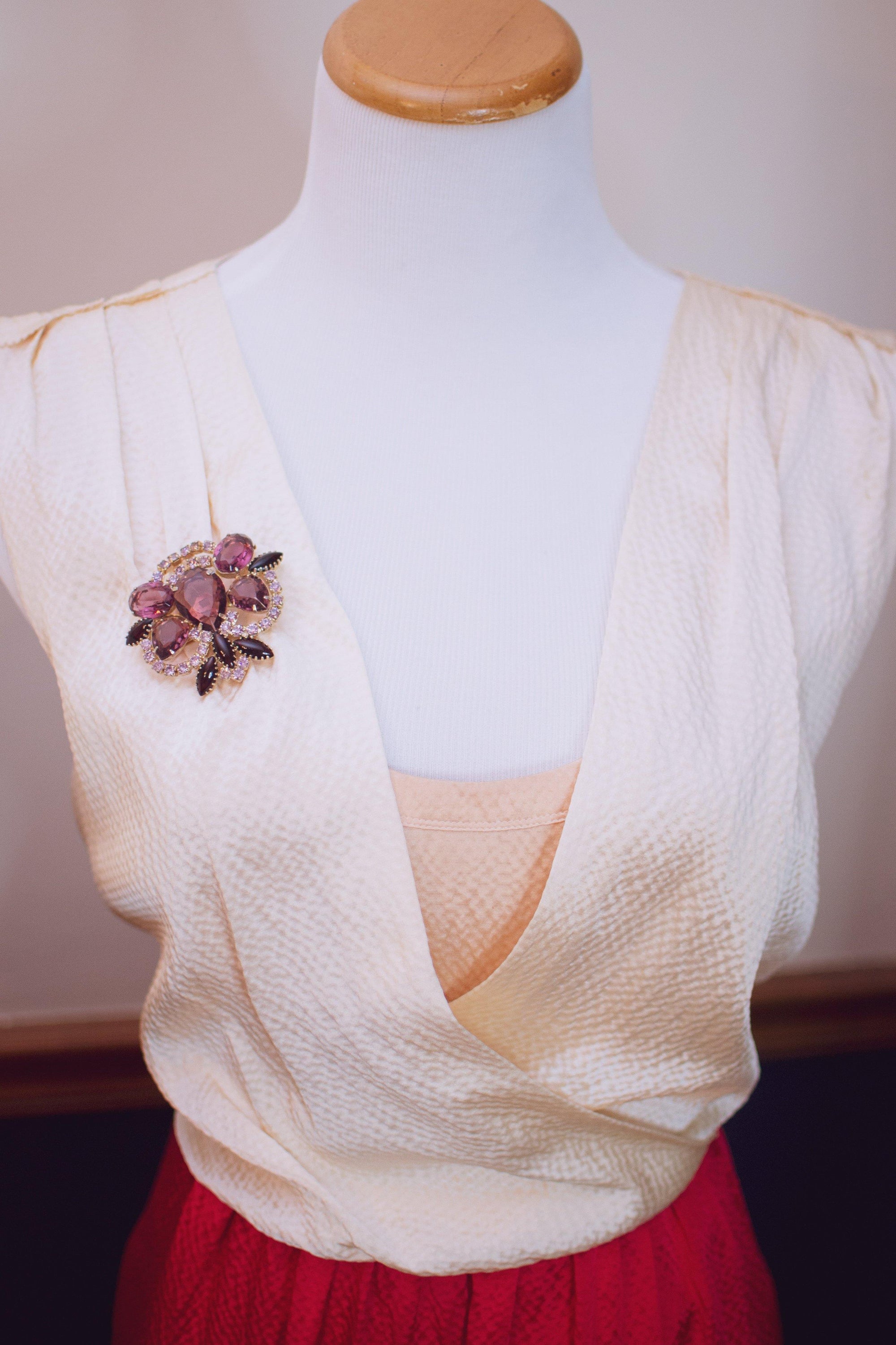 Vintage Purple Rhinestones Brooch, Silver Tone Setting, Brooches and Pins by Mid Century Modern - Vintage Meet Modern Vintage Jewelry - Chicago, Illinois - #oldhollywoodglamour #vintagemeetmodern #designervintage #jewelrybox #antiquejewelry #vintagejewelry