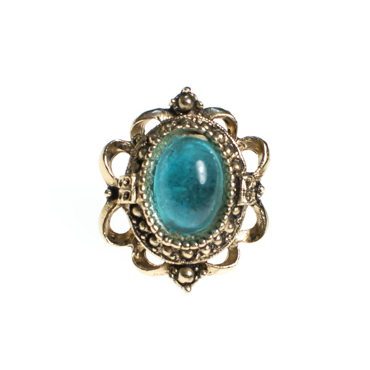 Vintage Aqua Blue Crystal Cabochon Statement Ring
