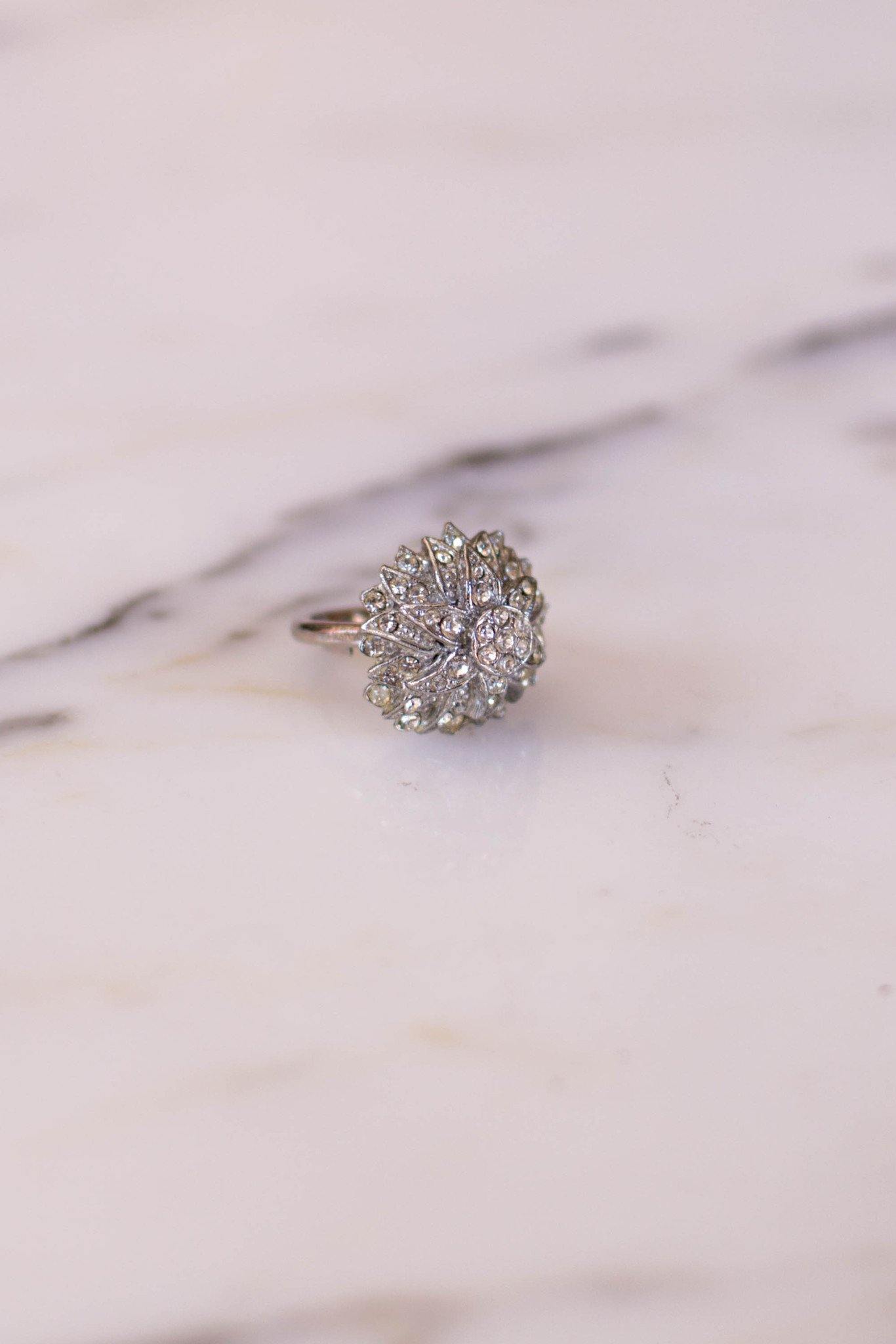 Starburst Rhinestone Statement Cocktail Ring by Unsigned Beauty - Vintage Meet Modern Vintage Jewelry - Chicago, Illinois - #oldhollywoodglamour #vintagemeetmodern #designervintage #jewelrybox #antiquejewelry #vintagejewelry