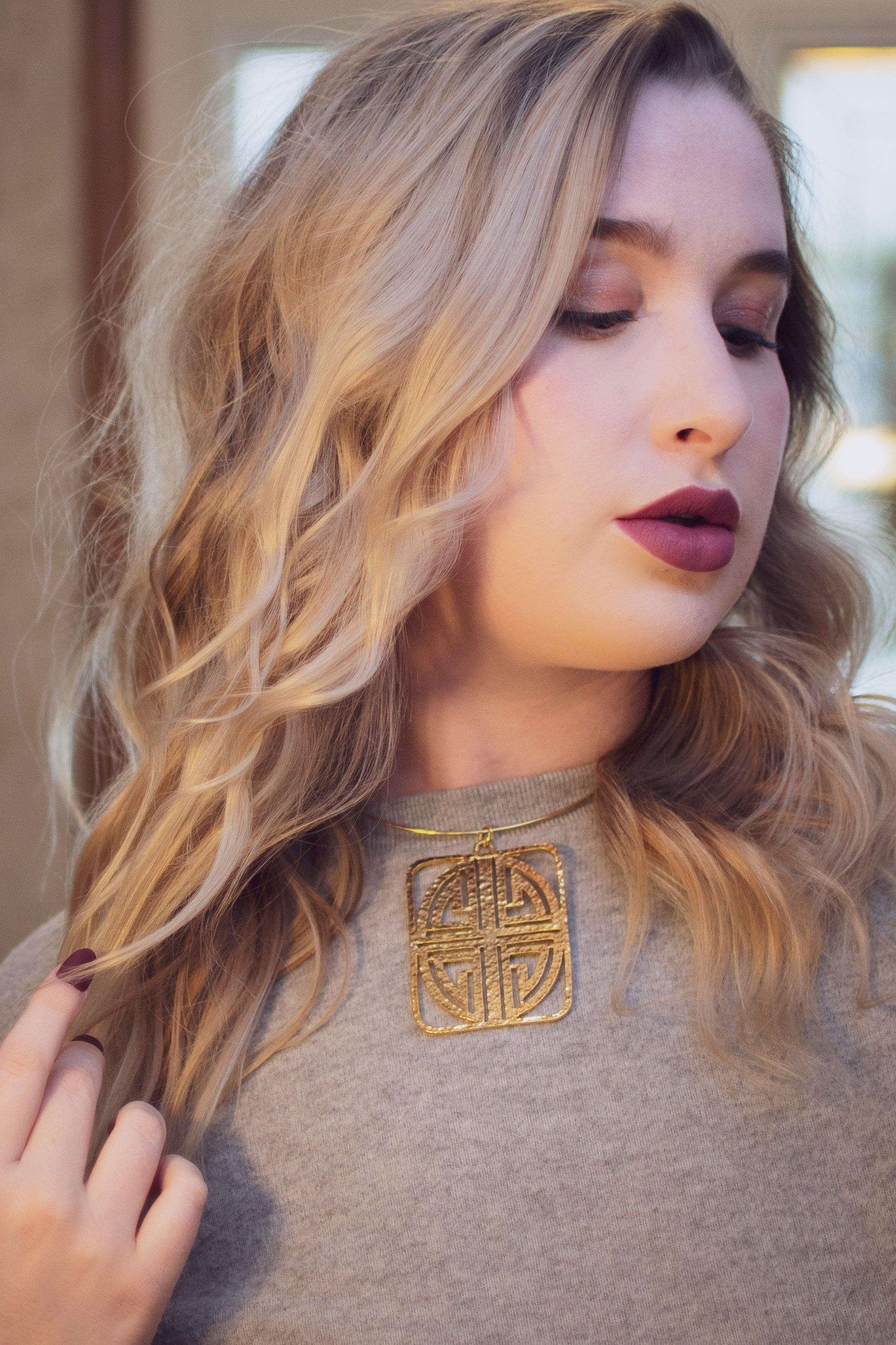 Vintage 1970s Asian Influence Geometric Statement Necklace with Gold Collar by 1970s - Vintage Meet Modern Vintage Jewelry - Chicago, Illinois - #oldhollywoodglamour #vintagemeetmodern #designervintage #jewelrybox #antiquejewelry #vintagejewelry