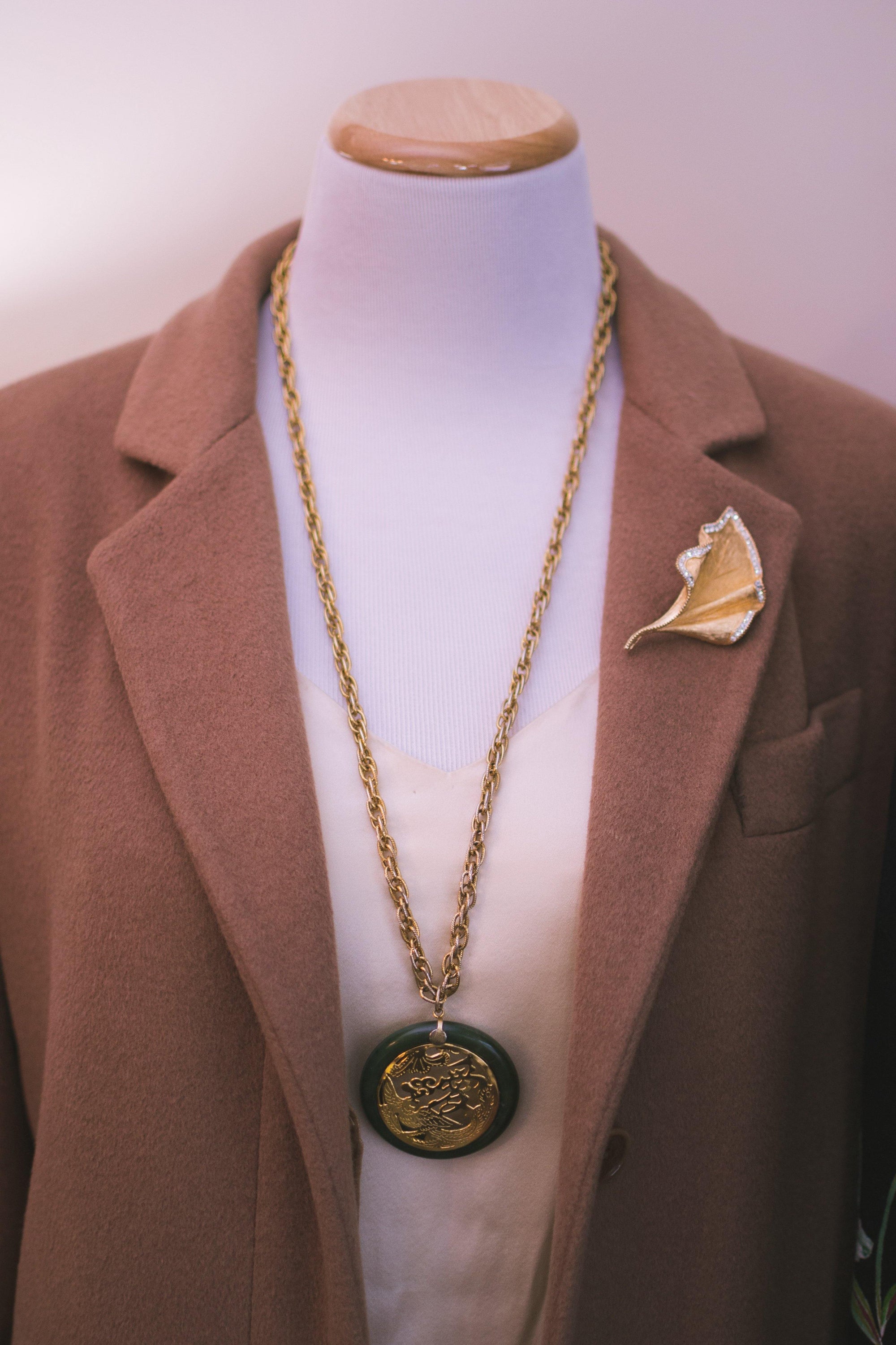 Vintage Asian Character and Jade Pendant Necklace by 1960s - Vintage Meet Modern Vintage Jewelry - Chicago, Illinois - #oldhollywoodglamour #vintagemeetmodern #designervintage #jewelrybox #antiquejewelry #vintagejewelry