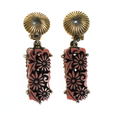 Vintage Lucite Coral Carved Daisy Statement Earrings By Selro by Selro - Vintage Meet Modern Vintage Jewelry - Chicago, Illinois - #oldhollywoodglamour #vintagemeetmodern #designervintage #jewelrybox #antiquejewelry #vintagejewelry