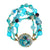 Vintage Multi-strand Blue Glass and Lucite Beaded Bracelet, Gold Tone, Slide Clasp