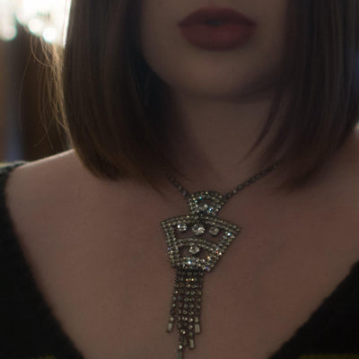 Vintage Art Deco Rhinestone Statement Necklace by Art Deco - Vintage Meet Modern Vintage Jewelry - Chicago, Illinois - #oldhollywoodglamour #vintagemeetmodern #designervintage #jewelrybox #antiquejewelry #vintagejewelry