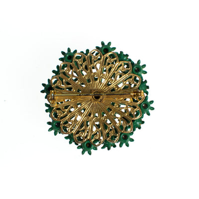 Vintage 1950s Green Rhinestone Flower Brooch by Vintage Meet Modern  - Vintage Meet Modern Vintage Jewelry - Chicago, Illinois - #oldhollywoodglamour #vintagemeetmodern #designervintage #jewelrybox #antiquejewelry #vintagejewelry