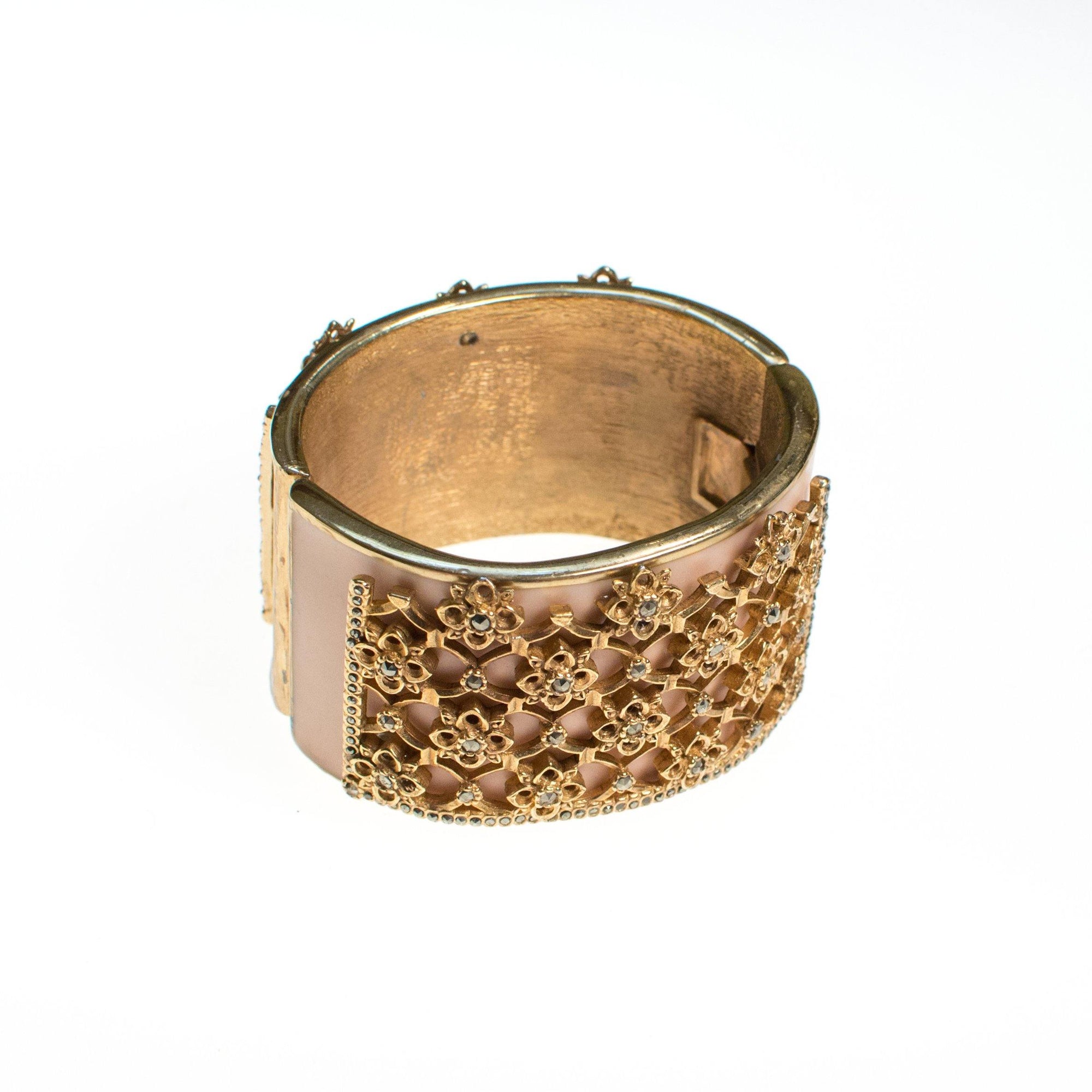 Ciner Secret Garden Cuff Bracelet in Blush by Ciner - Vintage Meet Modern Vintage Jewelry - Chicago, Illinois - #oldhollywoodglamour #vintagemeetmodern #designervintage #jewelrybox #antiquejewelry #vintagejewelry