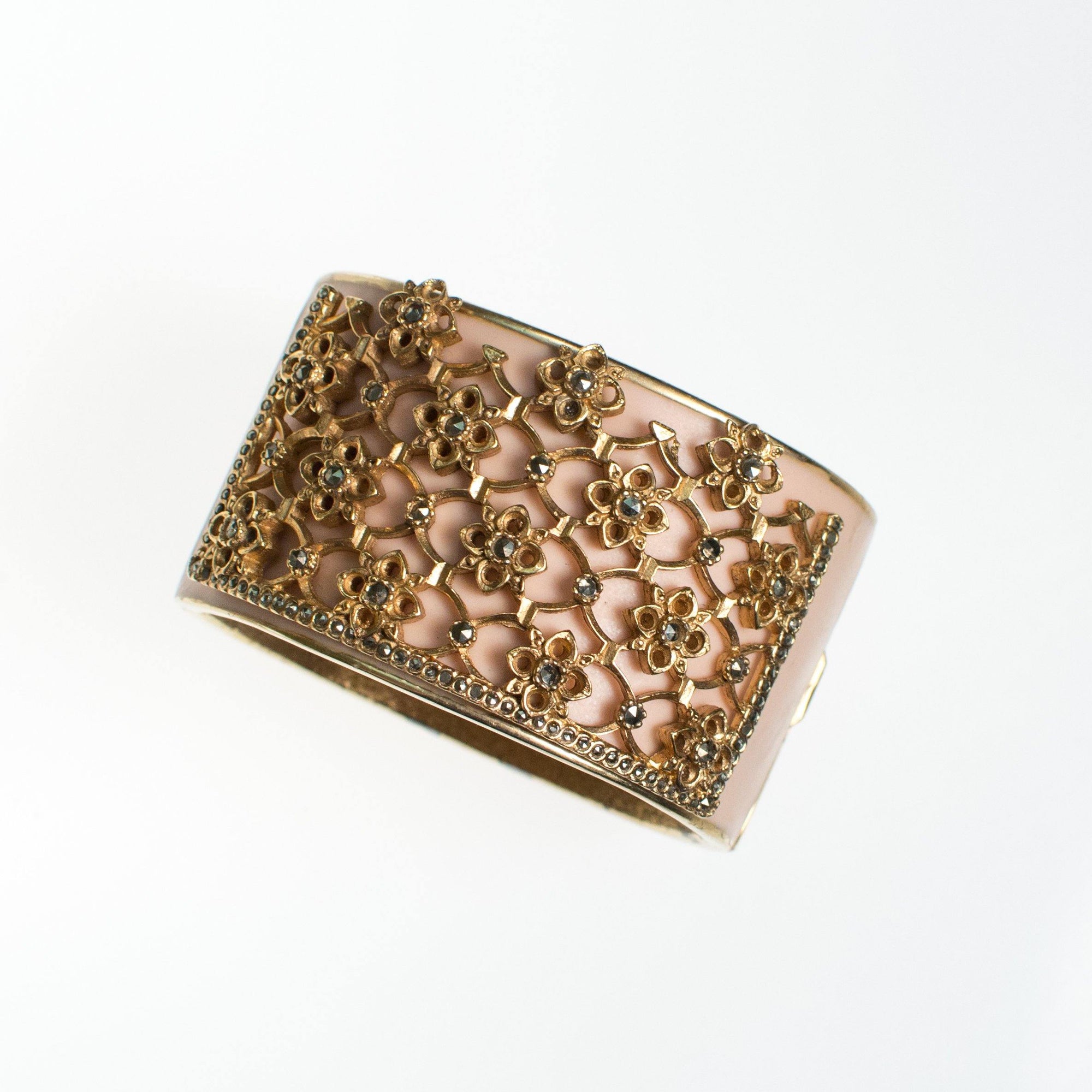 Ciner Secret Garden Cuff Bracelet in Blush by Ciner - Vintage Meet Modern Vintage Jewelry - Chicago, Illinois - #oldhollywoodglamour #vintagemeetmodern #designervintage #jewelrybox #antiquejewelry #vintagejewelry