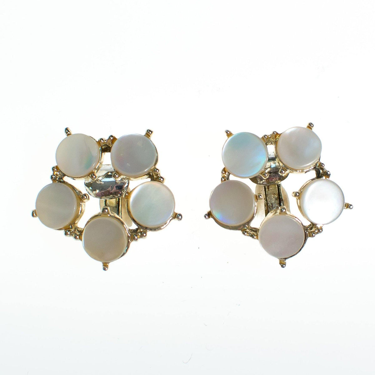 Vintage Mother of Pearl Disc Earrings
