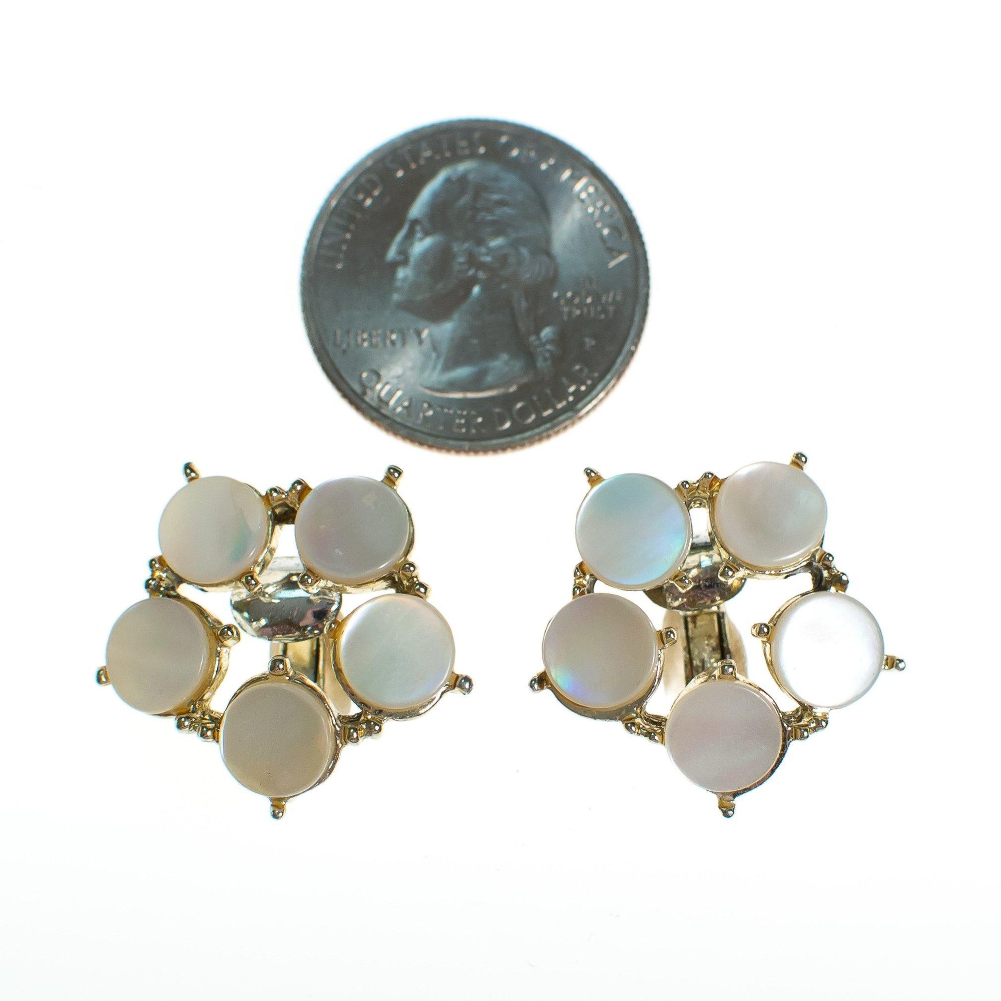 Vintage Mother of Pearl Disc Earrings by Vintage Meet Modern - Vintage Meet Modern Vintage Jewelry - Chicago, Illinois - #oldhollywoodglamour #vintagemeetmodern #designervintage #jewelrybox #antiquejewelry #vintagejewelry