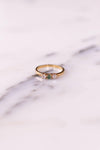Emerald and CZ Three Stone Gold Band Ring by Emerald and CZ - Vintage Meet Modern Vintage Jewelry - Chicago, Illinois - #oldhollywoodglamour #vintagemeetmodern #designervintage #jewelrybox #antiquejewelry #vintagejewelry