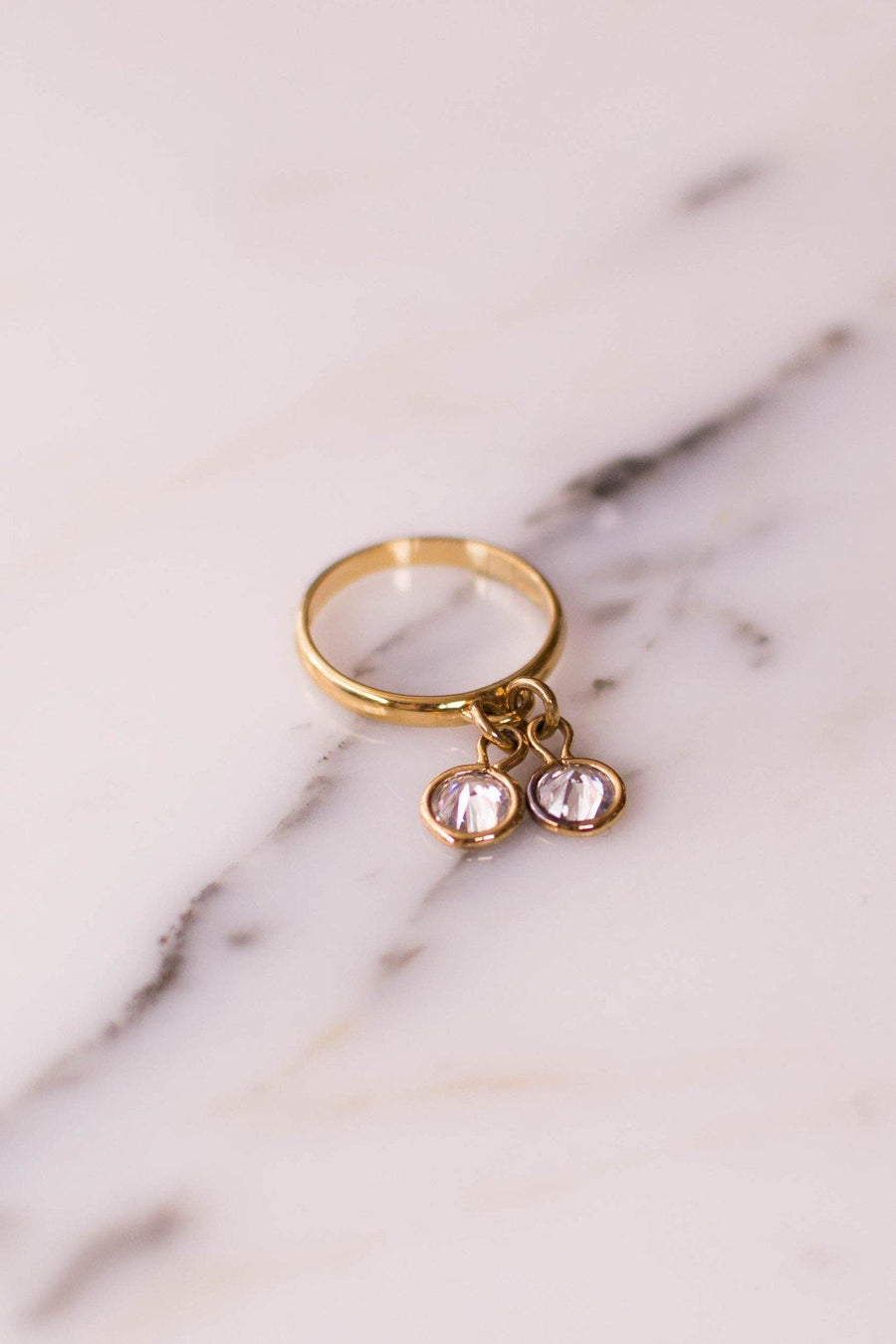 Dangling Crystal Charm Band Ring by 1980s - Vintage Meet Modern Vintage Jewelry - Chicago, Illinois - #oldhollywoodglamour #vintagemeetmodern #designervintage #jewelrybox #antiquejewelry #vintagejewelry