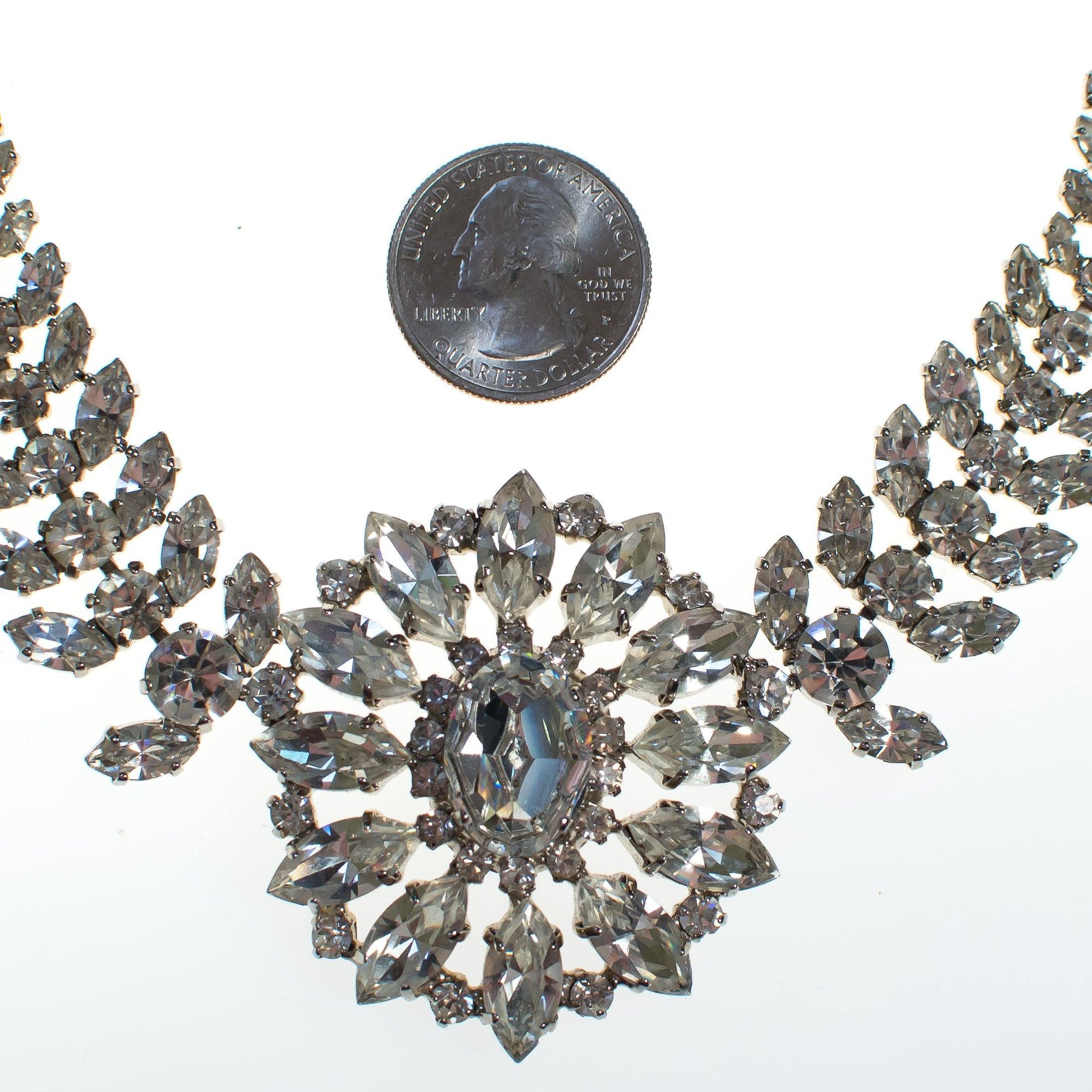 Vintage  Art Deco Style B & W Clear Crystal Rhinestone Statement Necklace by Butler and Wilson - Vintage Meet Modern Vintage Jewelry - Chicago, Illinois - #oldhollywoodglamour #vintagemeetmodern #designervintage #jewelrybox #antiquejewelry #vintagejewelry