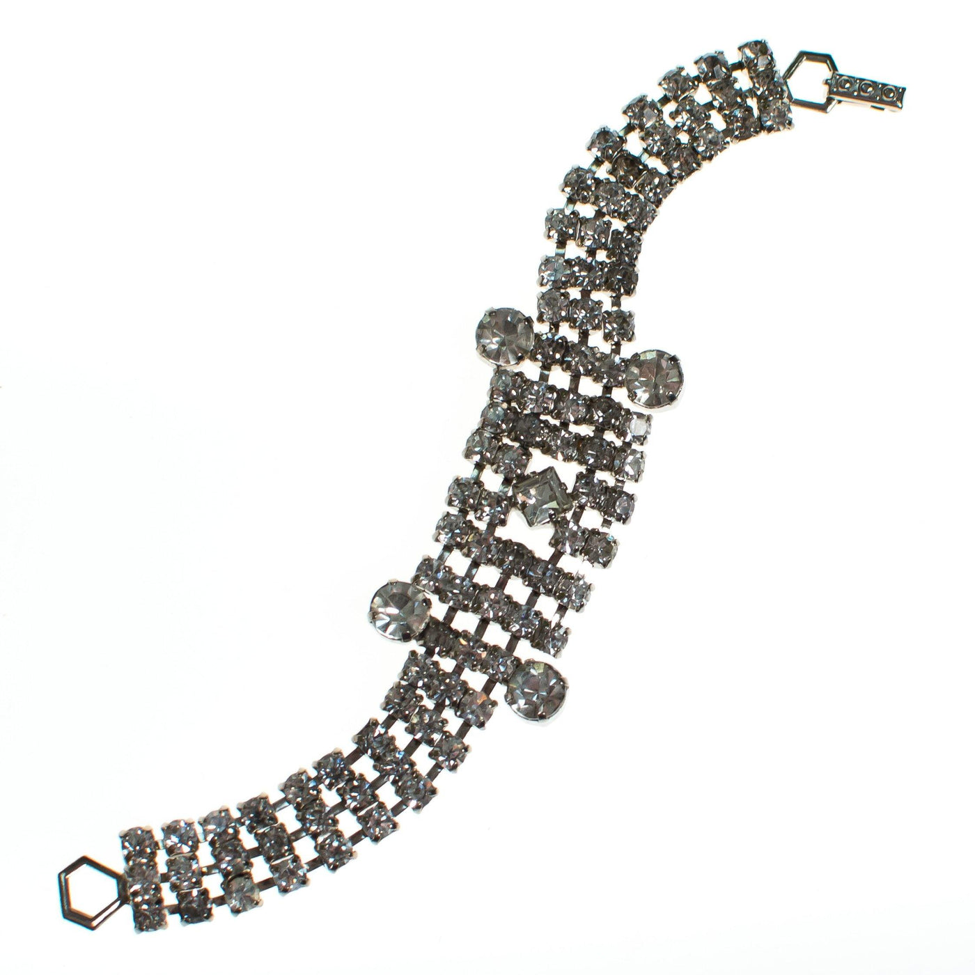 1950's Art Deco Diamante Stepped Rhinestone Bracelet