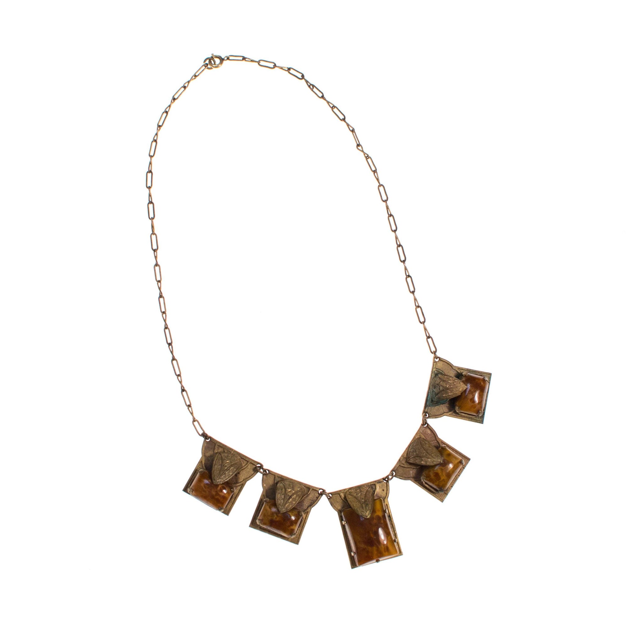 Vintage Art Nouveau Amber Molted Glass Czech Necklace by Vintage Meet Modern - Vintage Meet Modern Vintage Jewelry - Chicago, Illinois - #oldhollywoodglamour #vintagemeetmodern #designervintage #jewelrybox #antiquejewelry #vintagejewelry