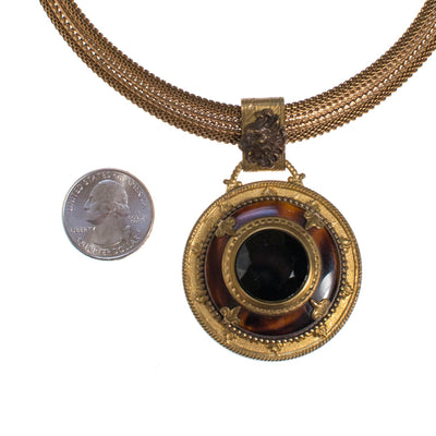 Tortoise and Lucite Pendant Necklace with Lion by Vintage Meet Modern - Vintage Meet Modern Vintage Jewelry - Chicago, Illinois - #oldhollywoodglamour #vintagemeetmodern #designervintage #jewelrybox #antiquejewelry #vintagejewelry