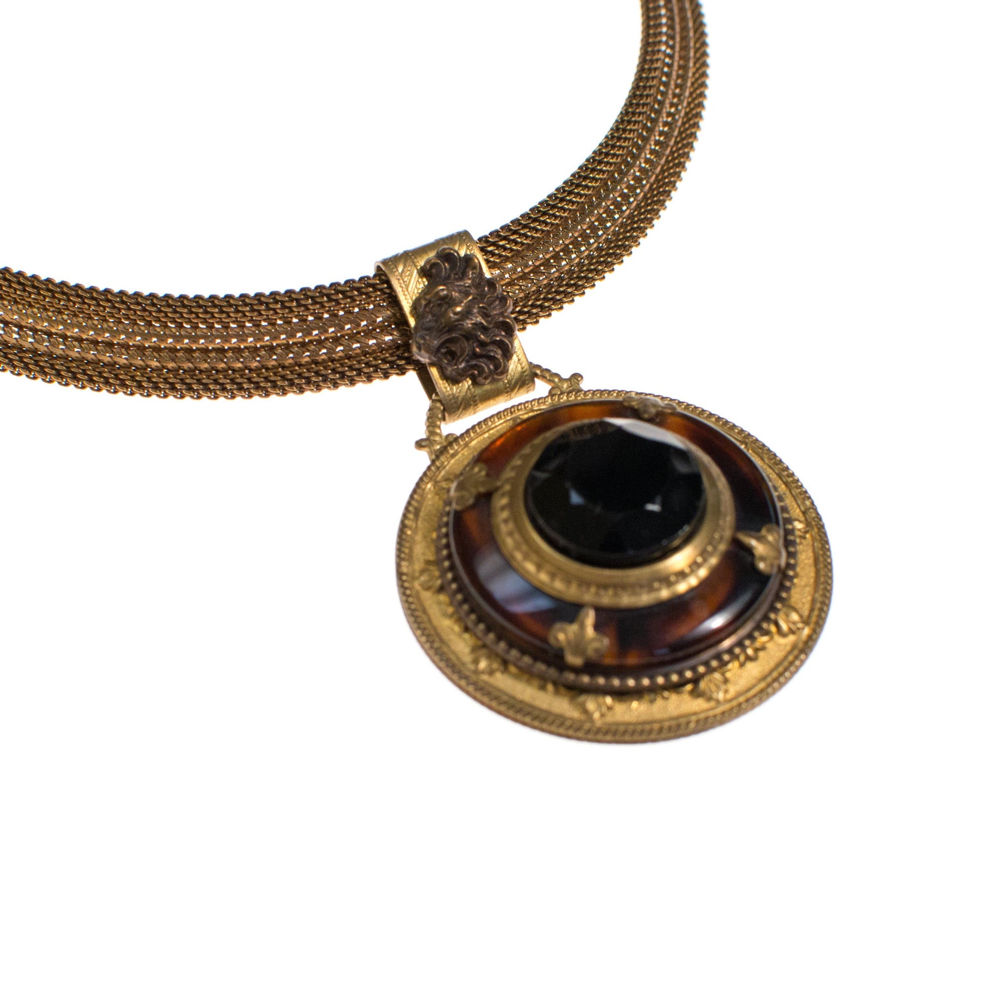 Tortoise and Lucite Pendant Necklace with Lion by Vintage Meet Modern - Vintage Meet Modern Vintage Jewelry - Chicago, Illinois - #oldhollywoodglamour #vintagemeetmodern #designervintage #jewelrybox #antiquejewelry #vintagejewelry