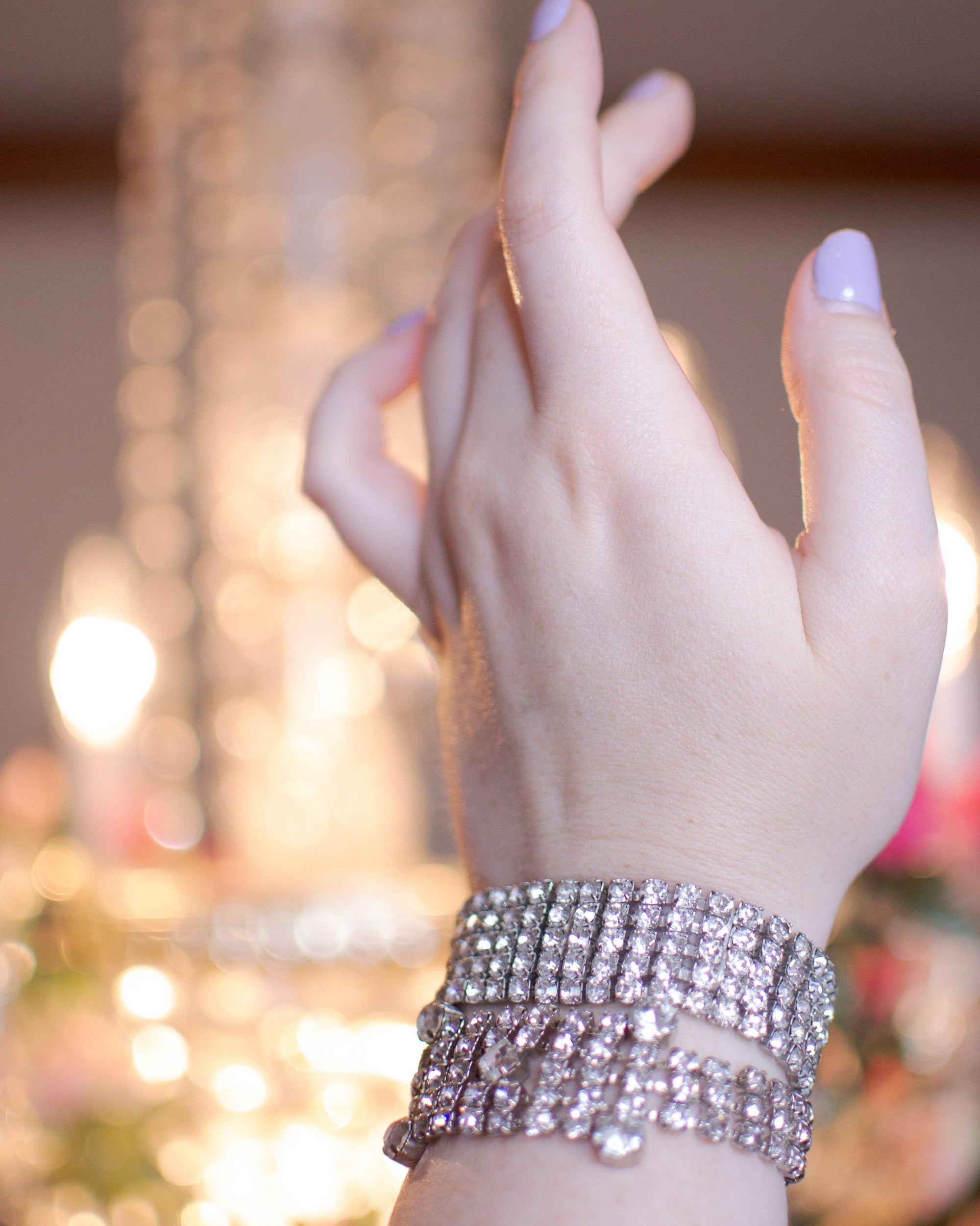 1950's Art Deco Diamante Stepped Rhinestone Bracelet by Vintage Meet Modern - Vintage Meet Modern Vintage Jewelry - Chicago, Illinois - #oldhollywoodglamour #vintagemeetmodern #designervintage #jewelrybox #antiquejewelry #vintagejewelry