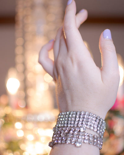 1950's Art Deco Diamante Stepped Rhinestone Bracelet by Vintage Meet Modern  - Vintage Meet Modern Vintage Jewelry - Chicago, Illinois - #oldhollywoodglamour #vintagemeetmodern #designervintage #jewelrybox #antiquejewelry #vintagejewelry