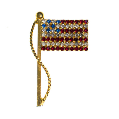 Vintage Red White and Blue Rhinestone American Flag Pin Brooch by 1960s - Vintage Meet Modern Vintage Jewelry - Chicago, Illinois - #oldhollywoodglamour #vintagemeetmodern #designervintage #jewelrybox #antiquejewelry #vintagejewelry