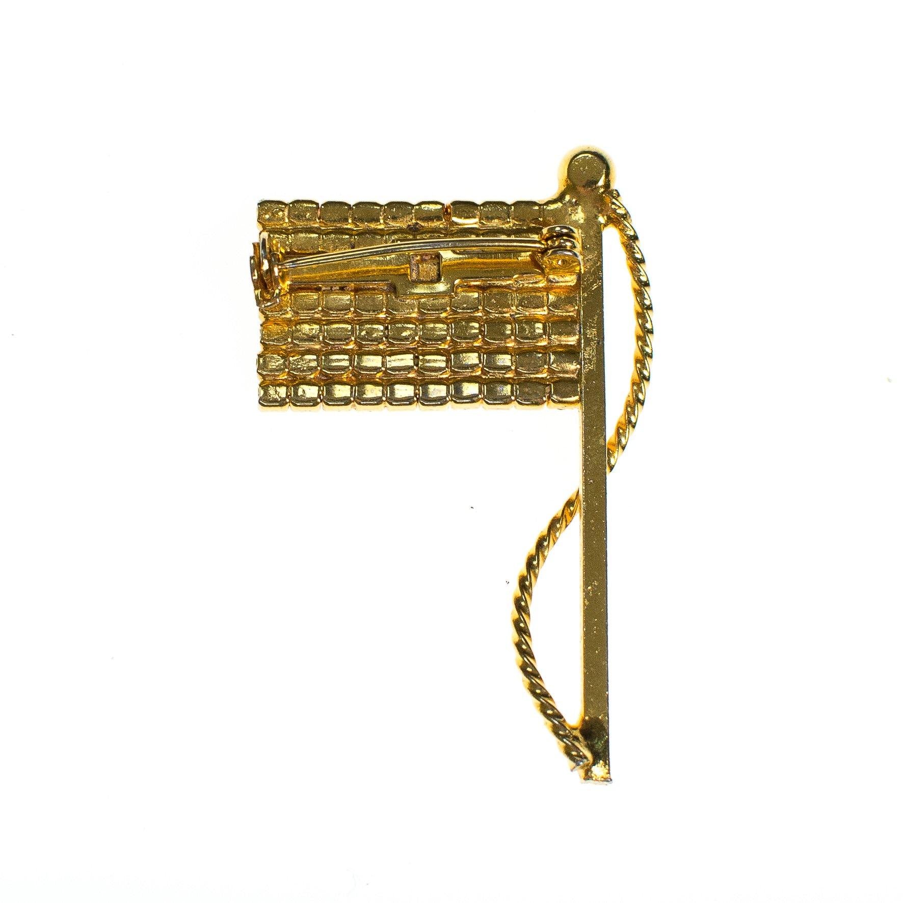 Vintage Red White and Blue Rhinestone American Flag Pin Brooch by 1960s - Vintage Meet Modern Vintage Jewelry - Chicago, Illinois - #oldhollywoodglamour #vintagemeetmodern #designervintage #jewelrybox #antiquejewelry #vintagejewelry