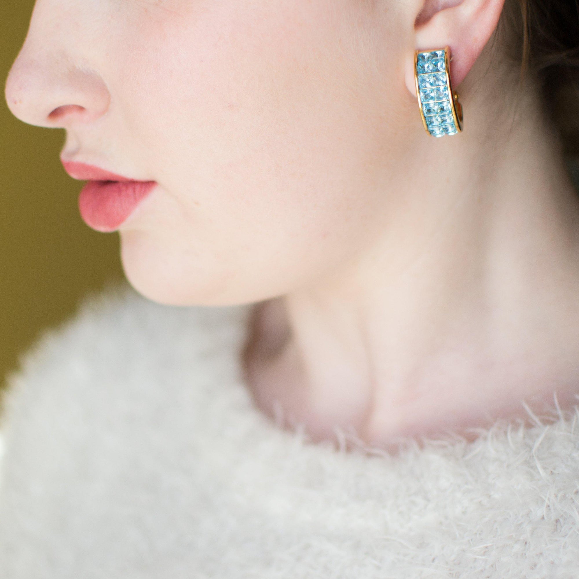 Swarovski Blue Channel Set Crystal Earrings by Vintage Meet Modern - Vintage Meet Modern Vintage Jewelry - Chicago, Illinois - #oldhollywoodglamour #vintagemeetmodern #designervintage #jewelrybox #antiquejewelry #vintagejewelry