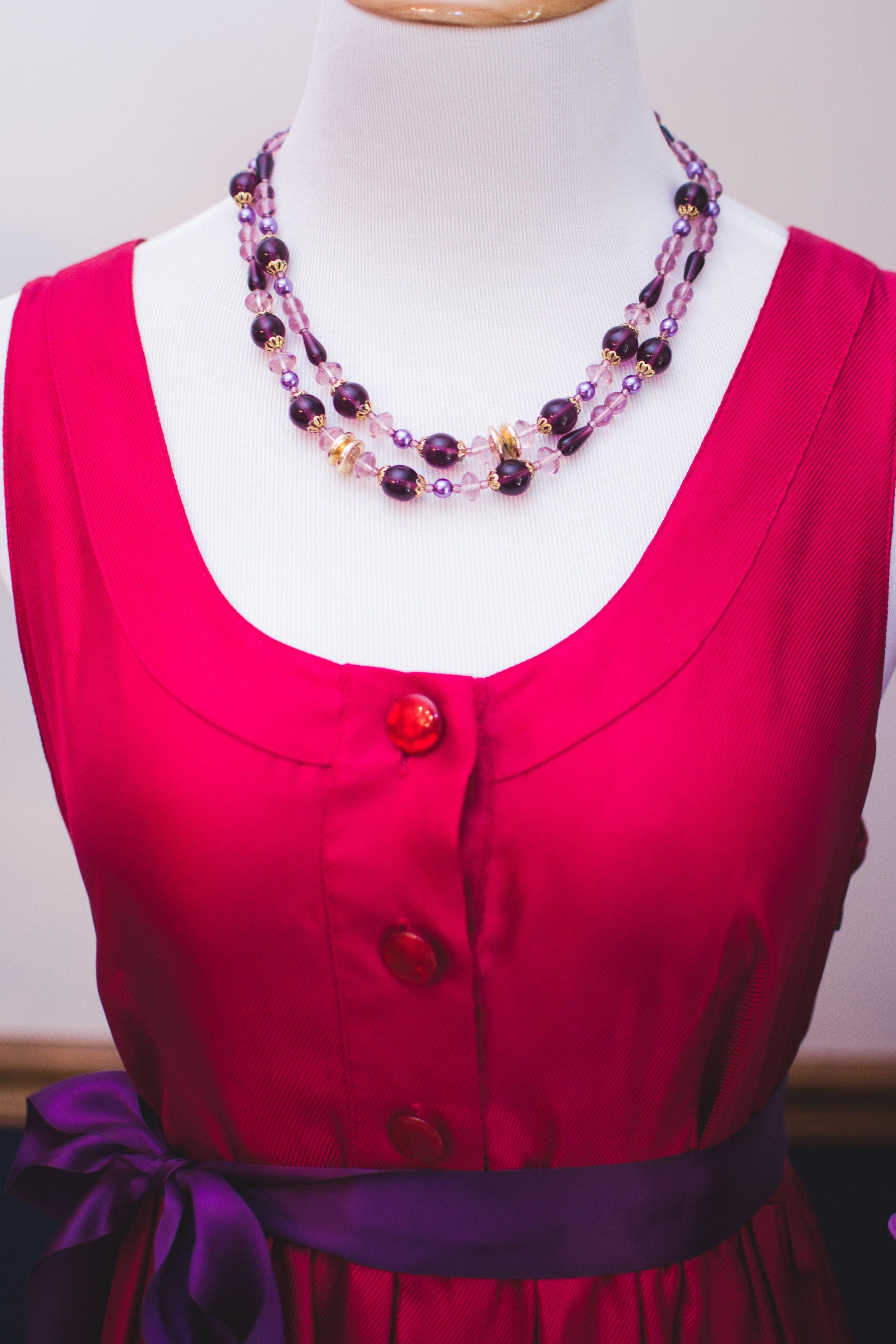 Vintage Purple Glass Bead Necklace by 1970s - Vintage Meet Modern Vintage Jewelry - Chicago, Illinois - #oldhollywoodglamour #vintagemeetmodern #designervintage #jewelrybox #antiquejewelry #vintagejewelry