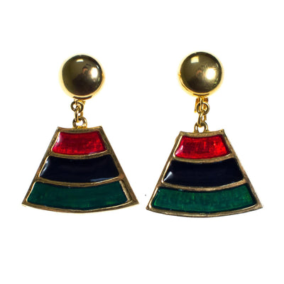 Accessocraft N.Y.C. Statement Earrings Egyptian Revival Gold with Green, Red and Blue by Accessocraft - Vintage Meet Modern Vintage Jewelry - Chicago, Illinois - #oldhollywoodglamour #vintagemeetmodern #designervintage #jewelrybox #antiquejewelry #vintagejewelry