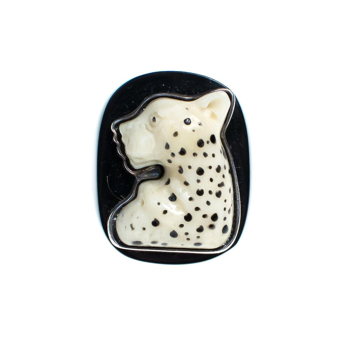 Vintage Lucite Black and White Leopard Ring