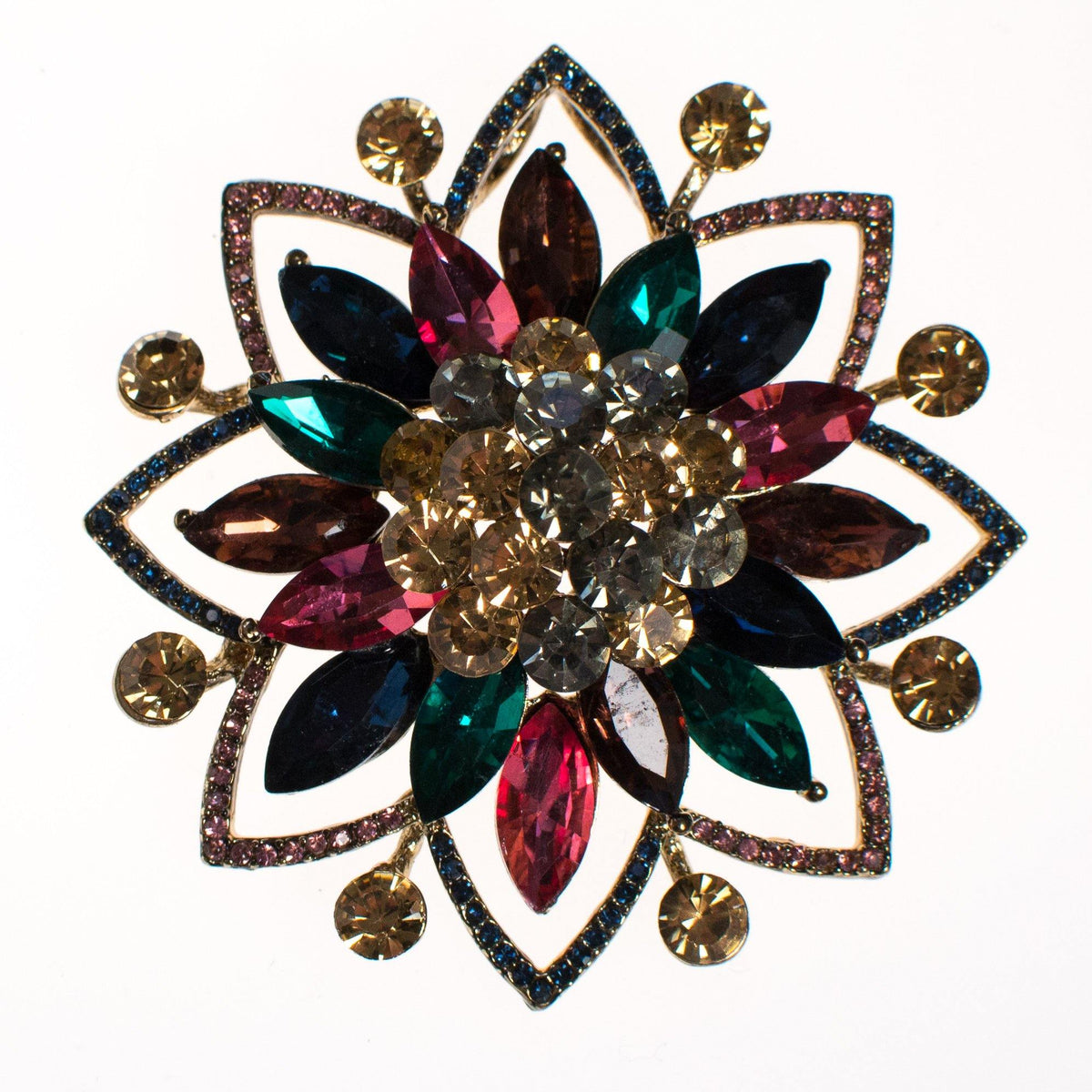 Colorful Rhinestone Flower Brooch