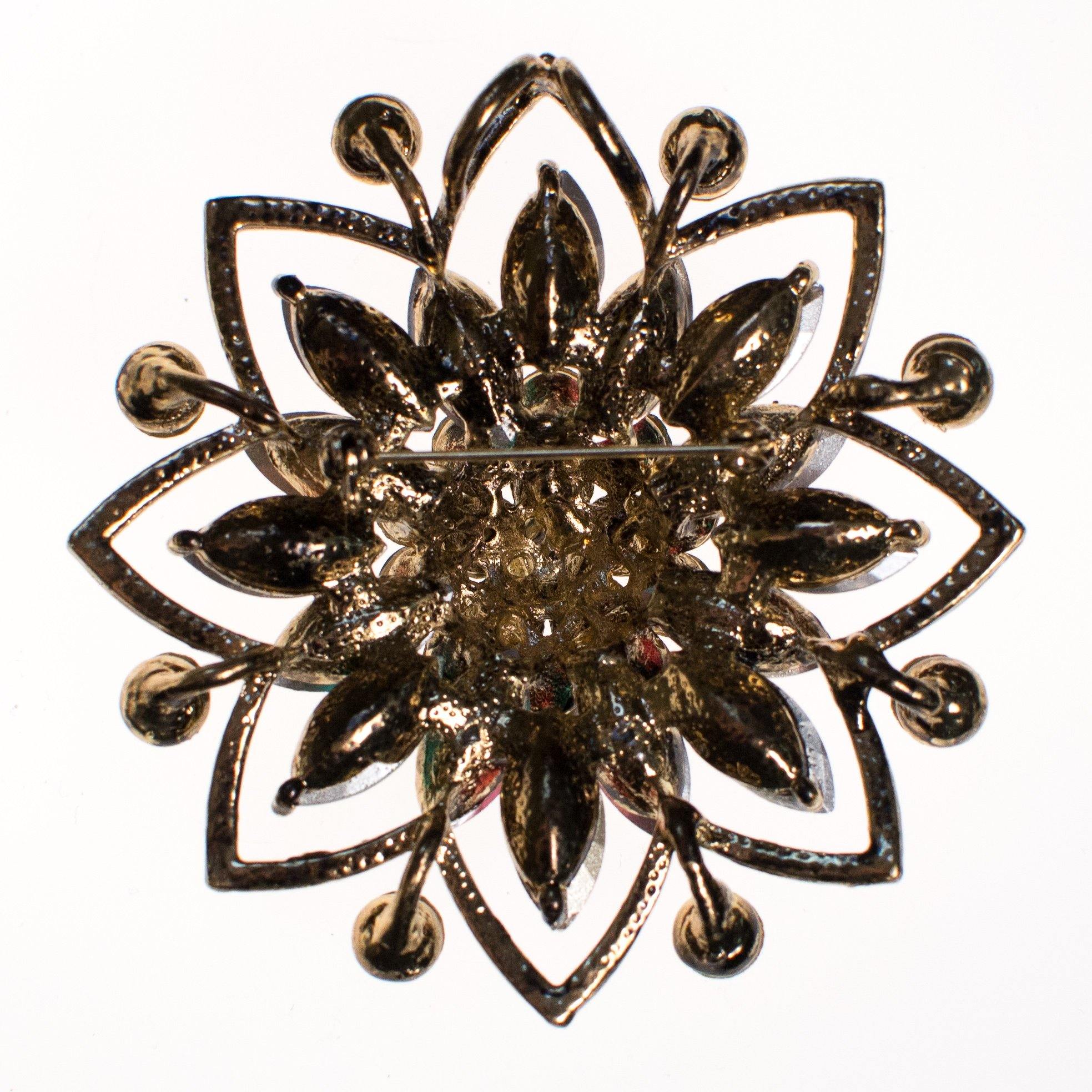 Colorful Rhinestone Flower Brooch by Vintage Meet Modern - Vintage Meet Modern Vintage Jewelry - Chicago, Illinois - #oldhollywoodglamour #vintagemeetmodern #designervintage #jewelrybox #antiquejewelry #vintagejewelry