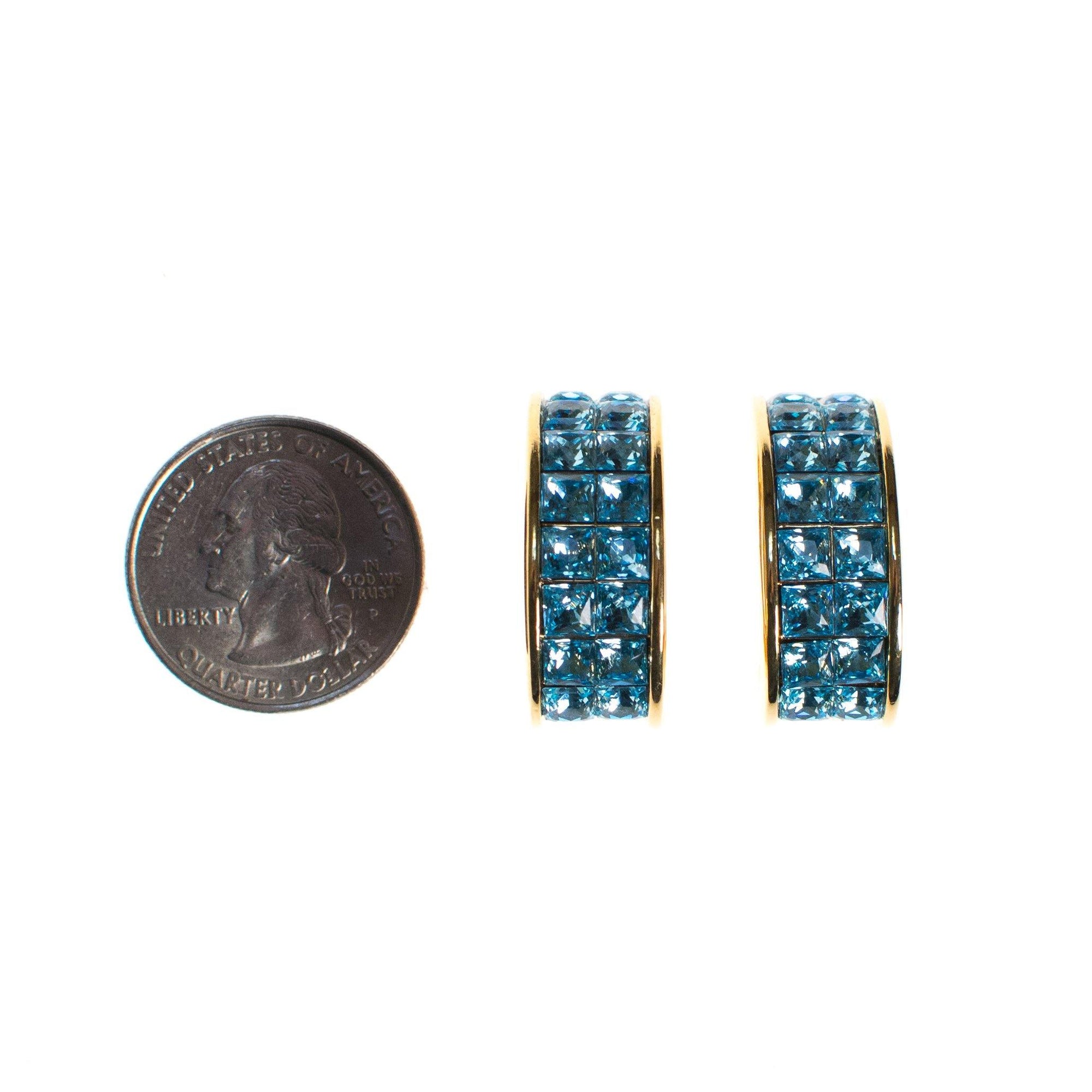 Swarovski Blue Channel Set Crystal Earrings by Vintage Meet Modern - Vintage Meet Modern Vintage Jewelry - Chicago, Illinois - #oldhollywoodglamour #vintagemeetmodern #designervintage #jewelrybox #antiquejewelry #vintagejewelry
