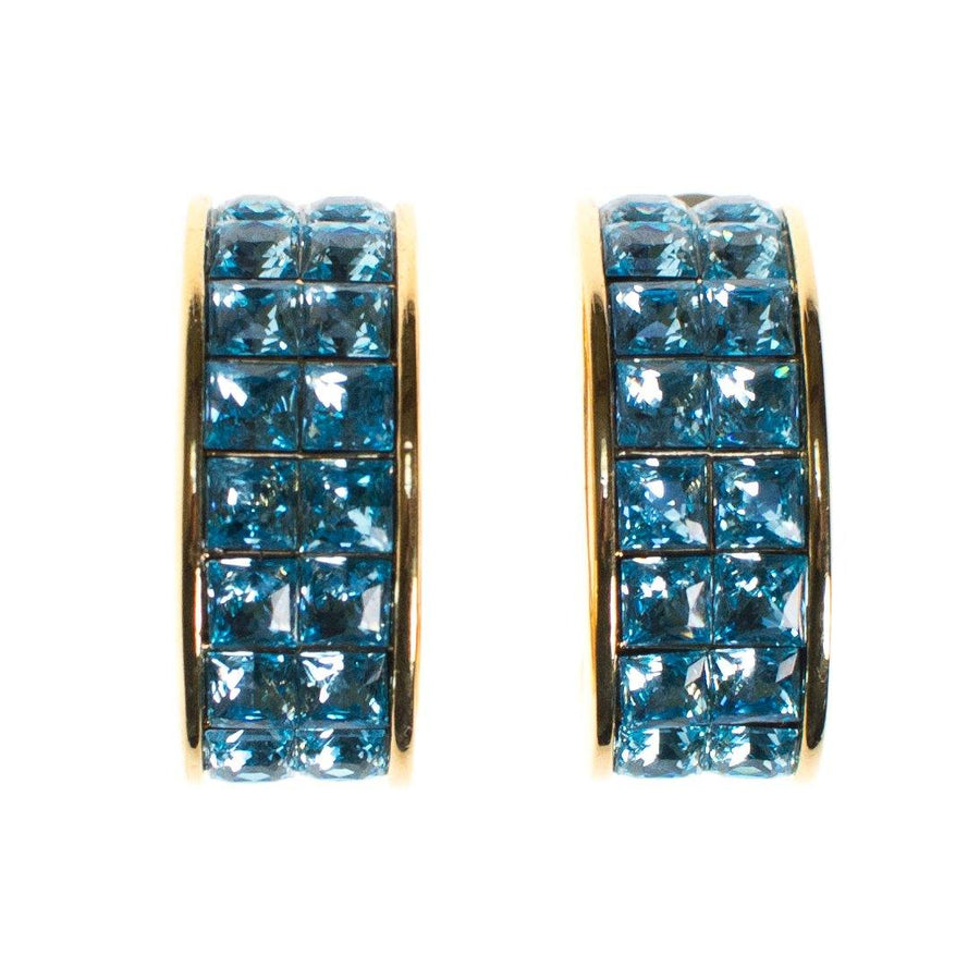 Swarovski Blue Channel Set Crystal Earrings by Vintage Meet Modern - Vintage Meet Modern Vintage Jewelry - Chicago, Illinois - #oldhollywoodglamour #vintagemeetmodern #designervintage #jewelrybox #antiquejewelry #vintagejewelry