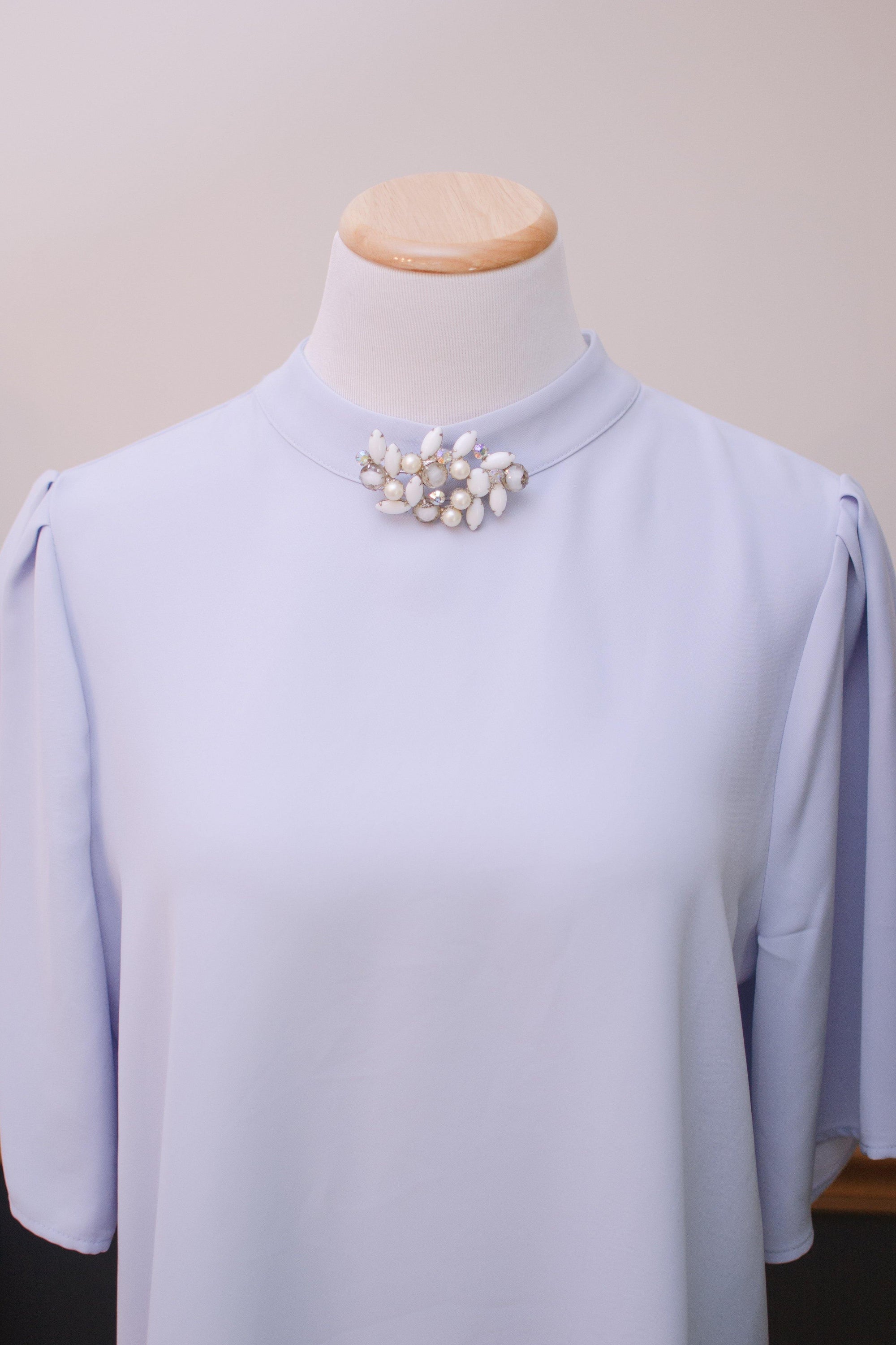 Milk Glass, Faux Pearls, and Aurora Borealis Rhinestone Brooch by 1950s - Vintage Meet Modern Vintage Jewelry - Chicago, Illinois - #oldhollywoodglamour #vintagemeetmodern #designervintage #jewelrybox #antiquejewelry #vintagejewelry