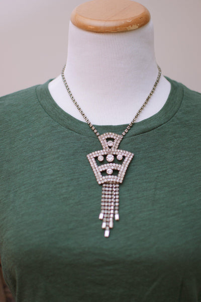 Vintage Art Deco Rhinestone Statement Necklace by Art Deco - Vintage Meet Modern Vintage Jewelry - Chicago, Illinois - #oldhollywoodglamour #vintagemeetmodern #designervintage #jewelrybox #antiquejewelry #vintagejewelry