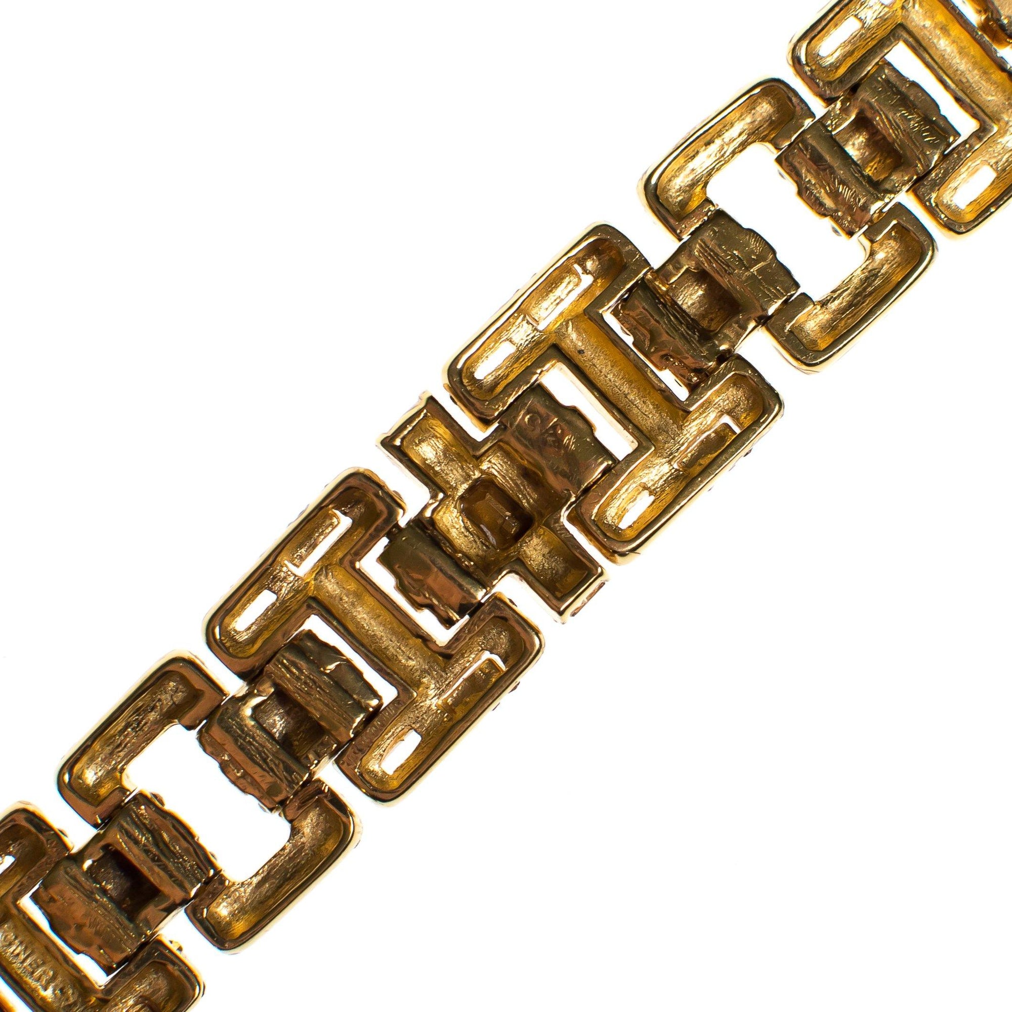 Ciner No Escape Bracelet with Black Diamond, Crystal Velvet, and Colorado Topaz Rhinestones in Gold by Ciner - Vintage Meet Modern Vintage Jewelry - Chicago, Illinois - #oldhollywoodglamour #vintagemeetmodern #designervintage #jewelrybox #antiquejewelry #vintagejewelry