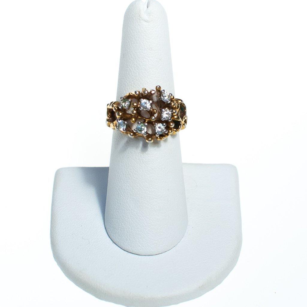 Vintage Brutalist Modern Gold Ring with Crystals by Vintage Meet Modern - Vintage Meet Modern Vintage Jewelry - Chicago, Illinois - #oldhollywoodglamour #vintagemeetmodern #designervintage #jewelrybox #antiquejewelry #vintagejewelry