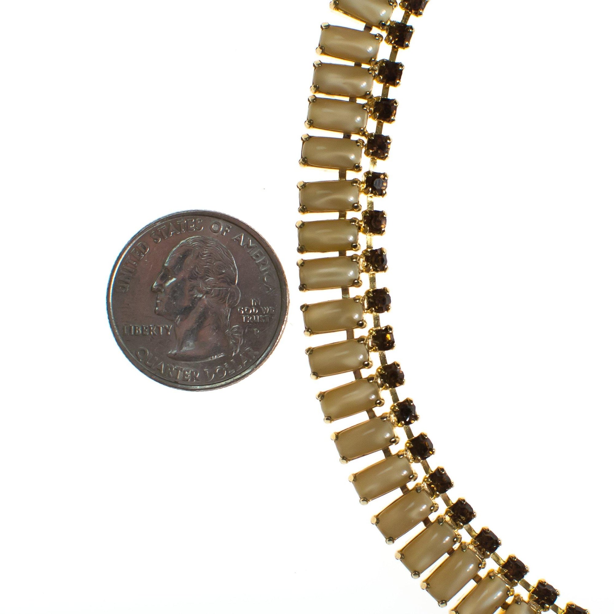 Vintage Champagne and Amber Cognac Topaz Rhinestone Necklace by Vintage Meet Modern - Vintage Meet Modern Vintage Jewelry - Chicago, Illinois - #oldhollywoodglamour #vintagemeetmodern #designervintage #jewelrybox #antiquejewelry #vintagejewelry