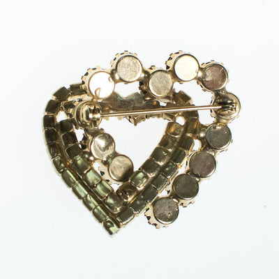 Vintage Emerald Green Aurora Borealis Double Heart Brooch by Vintage Meet Modern - Vintage Meet Modern Vintage Jewelry - Chicago, Illinois - #oldhollywoodglamour #vintagemeetmodern #designervintage #jewelrybox #antiquejewelry #vintagejewelry