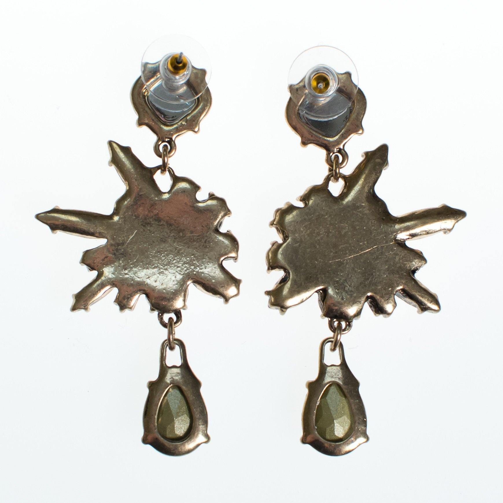 Rhinestone Chandelier Earrings with Opaline and Aurora Borealis Crystals by Vintage Meet Modern - Vintage Meet Modern Vintage Jewelry - Chicago, Illinois - #oldhollywoodglamour #vintagemeetmodern #designervintage #jewelrybox #antiquejewelry #vintagejewelry